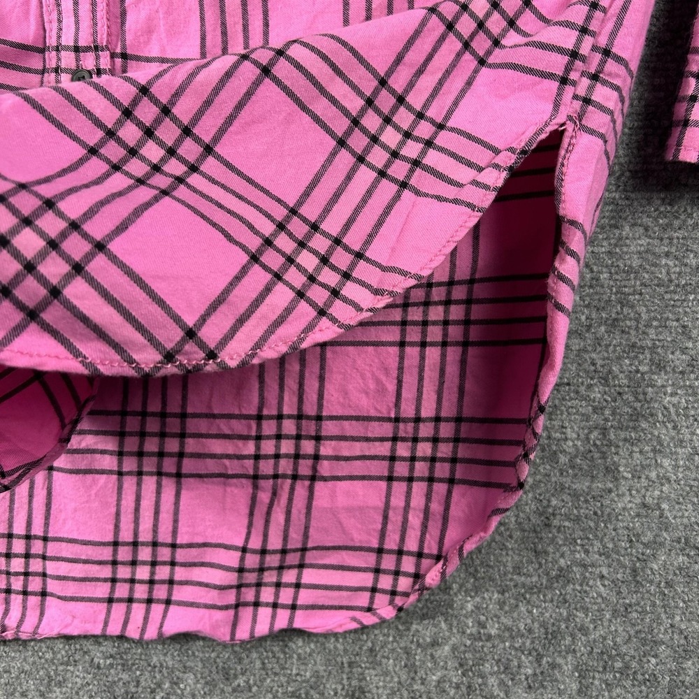 Zara Shirt Womens Small Pink Plaid‎ Flannel Button Front Long Sleeve Casual - Picture 3 of 8